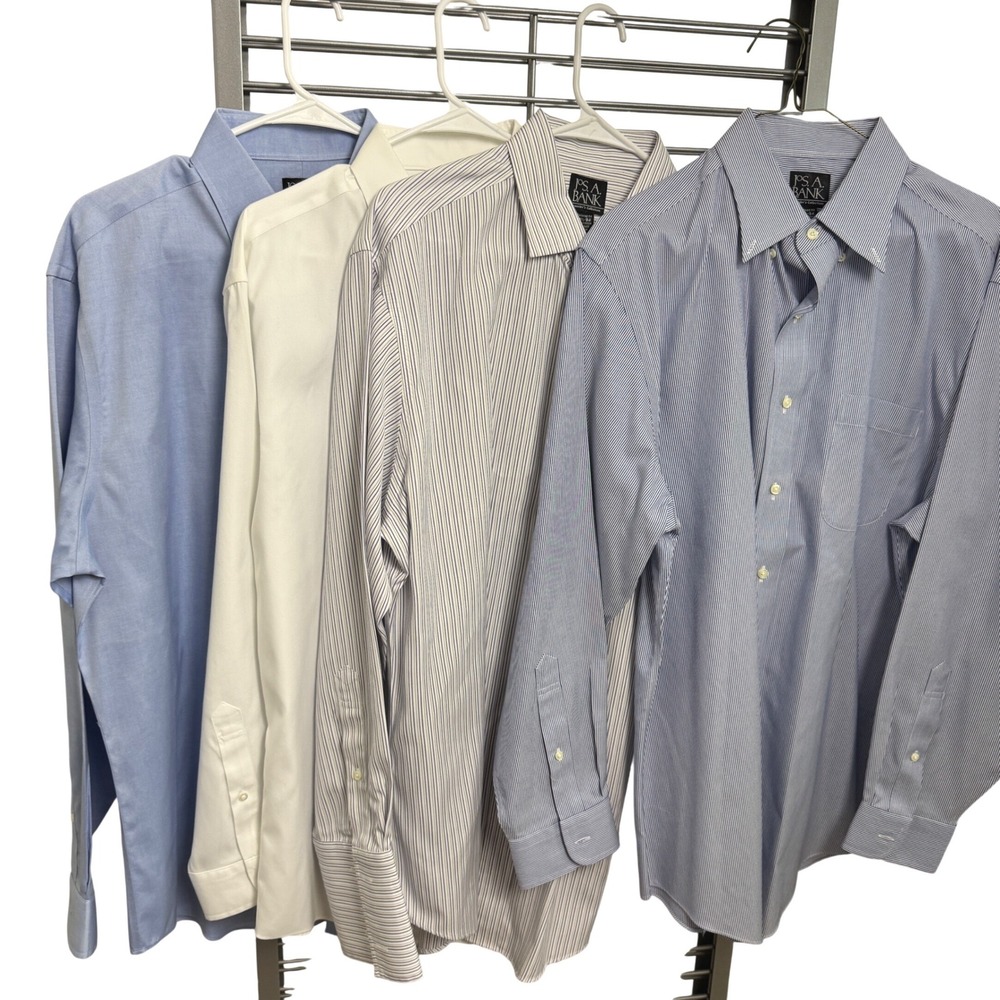 Lot of‎ 4 Jos A Bank Traveler Tailored Fit Shirts 16.5 34